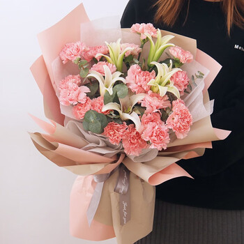 莱一刻  鲜花速递百合康乃馨混搭花束探望送长辈老师生日礼物全国同城