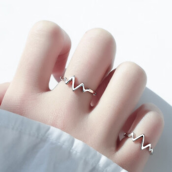 宝创银戒指女简约日韩个性潮食指开口情侣尾戒ins指环男送生日礼物