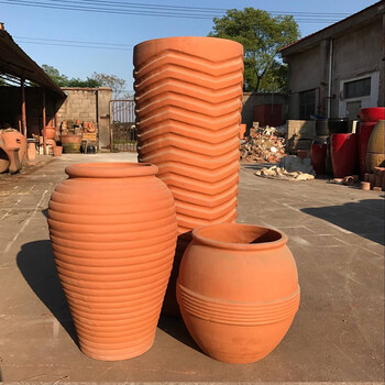 陶罐花盆落地土陶粗陶大陶盆红陶盆庭院简约欧式田园 组合7【市区送货