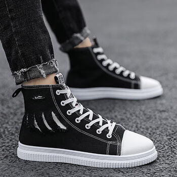 春季帆布鞋男韩版潮流透气板鞋男士学生百搭休闲男鞋低帮男生鞋子7806