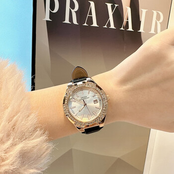 orsga情侣表防水带钻石英女表高端休闲腕表9898 玫瑰