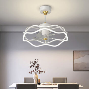 博雷奇餐厅风扇吊灯2022年新款简约现代360度摇头6档变频智能app吊扇