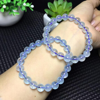 睿戈ruige天然尼泊尔伦敦蓝瑞士蓝色冰种托帕石手链男女海蓝宝礼物