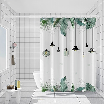 映融浴帘套装卫生间淋浴帘浴室防水帘干湿分离隔断帘免打孔门帘可伸缩