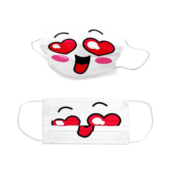 50只网红猫脸猪鼻子可爱腮红一次性口罩三层防护定位印花表情包口罩