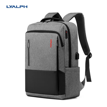 LYALPH 男士双肩包15.6英寸大容量笔记本防水牛津布电脑包15.6英寸多功能旅行背包休闲书包 小米灰
