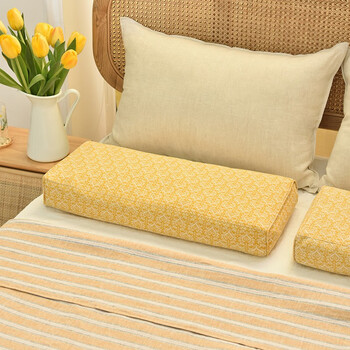 远嘉妮颈椎荞麦枕头护颈枕长方形荞麦皮壳可拆洗纯棉荞麦枕 柠檬黄ms