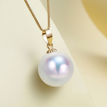 千古恋 澳白珍珠项链海水真吊坠白透粉色正圆极强光项坠天女级 珍