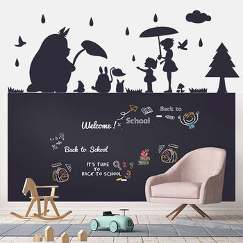 装饰磁性墙膜教学可擦写环保自粘白板墙贴黑色龙猫主图造型60x90cm