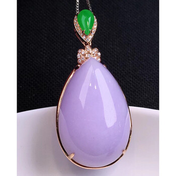 慈心缘冰紫水滴吊坠翡翠18k金镶钻缅甸a货玉石珠宝礼物整体4261981