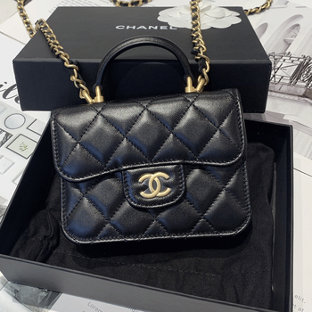 香奈儿(chanel) 黑金mini手提小方包小废包12*9 女包 生日礼物  节日