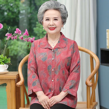 萦娪老人家衣服夏天穿的老太太夏季长袖妈妈奶奶装中老年人装薄款老人