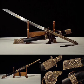 武术大刀长款陌刀斩马刃防身未开刃 姜黄色 60以上 x 50cm【图片 价格