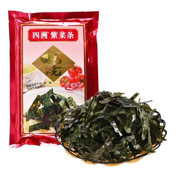 四洲紫菜即食海苔儿童零食独立包装休闲零食紫菜条番茄味15克