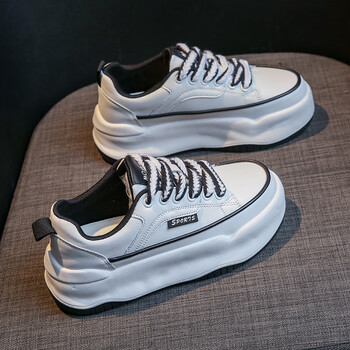 xtft361断码夏牌真皮小白鞋女款2023新款秋季厚底增高鞋子女运动休闲