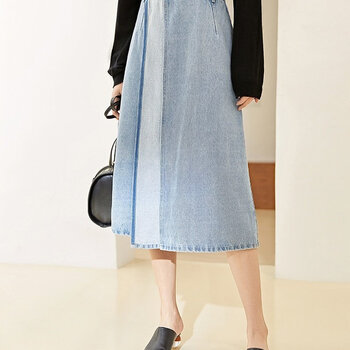 牛仔裙半身中长裙2022春季新款中长款裙牛仔蓝预售12月12日发s