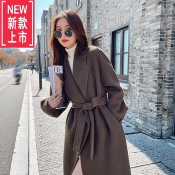 设计师潮牌双面羊绒大衣高端女100纯羊毛2022年新款秋冬中长款流行毛