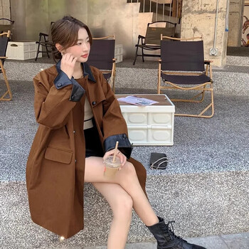 英威爵听过胖妹妹外套风衣200斤特特大码双排扣拼接胖女生春秋季胖mm