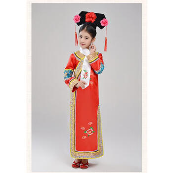 古装清朝宫廷儿童还珠格格公主旗服甄嬛后传满族演出服装大红色旗袍130cm 图片价格品牌报价 京东