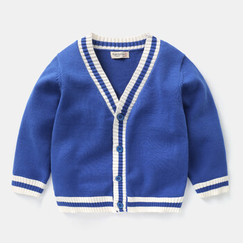 男童针织开衫外套春秋装童装宝宝儿童女童毛衣1岁3小童0潮 u10245蓝色
