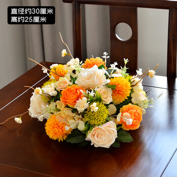 餐厅摆台花新款酒店餐桌摆花餐厅圆形桌花生日宴会装饰花艺会议室桌面