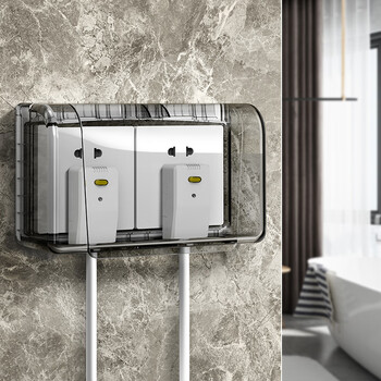 生态同款双86型二位二联开关插座防水盒保护罩盖卫生间厨房连体加高防