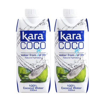 karakara coco椰子水330ml*2印尼原装进口椰肉榨汁椰汁椰奶饮品果汁