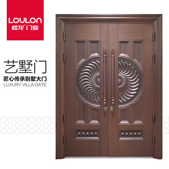 楼龙别墅门双开庭院院子大门甲级防盗门钢制安全门对开门子母门c级锁