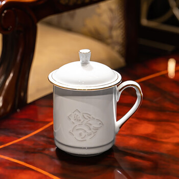 巧瓷qiaociceramic景德镇白瓷玲珑杯高档精致茶杯高级礼品办公室会议