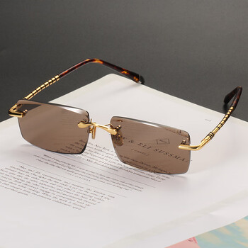 晶工匠 天然水晶眼镜太阳镜男时尚无框切边400弯托力克东海石头镜