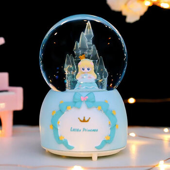 悠简森活圣诞粉色水晶球女孩音乐盒八音盒旋转公主城堡儿童生日礼物