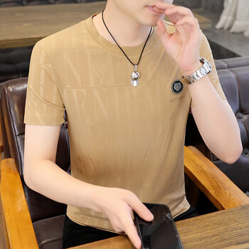 诗华采圆领修身衣装恤男冰丝新款汗衫半袖潮流短袖上体恤定制联名款其