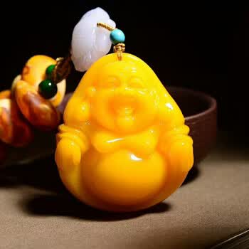 靓玉匠蜜蜡吊坠波罗地海鸡油黄多款老大肚弥勒佛男女款笑佛秋冬毛衣