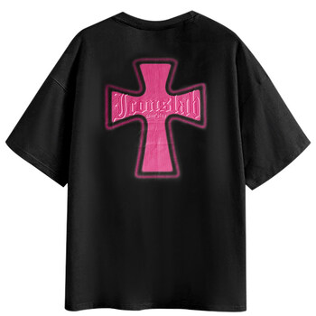 模糊十字架压印logot恤男女装情侣纯棉短袖 黑色 s【图片 价格 品牌