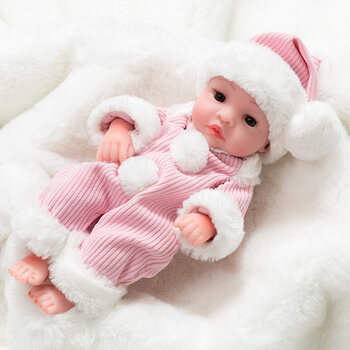 仿真婴儿娃娃全软胶重生宝宝洗澡玩具女孩27510睁眼粉白衣女娃248声版