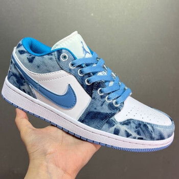 low:aj1水洗牛仔蓝白蓝低帮篮球鞋运动男女学生鞋 aj1 水洗丹宁 36