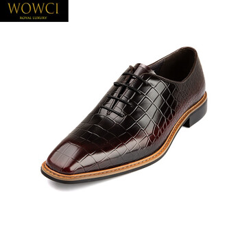wowci 哇次高档奢侈品皮鞋男鞋夏季透气上班漆皮男式男鞋时尚渐变擦色