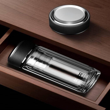 妙普乐水杯男士防烫耐高温防摔车载双层中空钢化玻璃杯加厚茶杯防r30