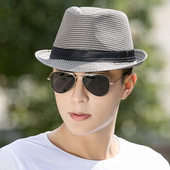 虔生缘chansunrun帽子男士夏天爵士帽韩版潮小礼帽遮阳帽子出游礼帽男