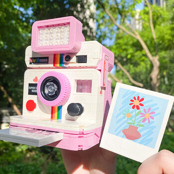 复古成人拼装玩具男孩大人小颗粒模型拼图摆件typeonestep2宝丽来相机