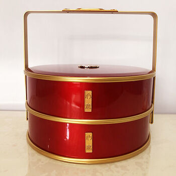 结婚用品双层手提饺子盒饭盒中式新娘陪嫁食盒糖果盒高档礼盒提篮大号