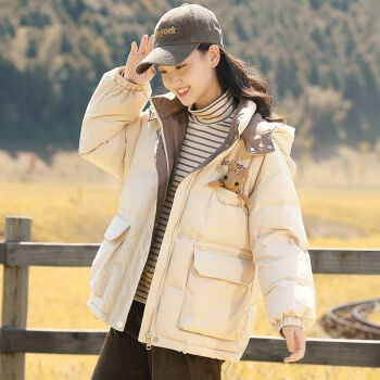 啄木鸟初中学生羽绒服冬季新款厚外套韩版可爱少女90白