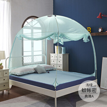 折叠式双人床蚊帐 蒙古包蚊帐1.5m床 双人家用1.8m三开门1.