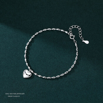 周大古爱心手链925银女生简约小众甜美桃心手串手环情人节520七夕礼物