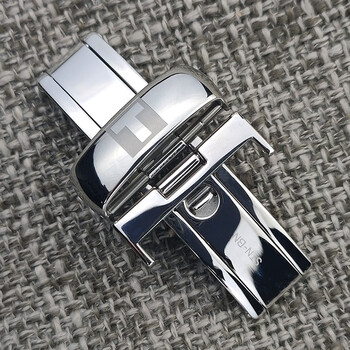 天梭皮带蝴蝶扣1853t035精钢卡扣t099手表带双按表扣男女配件银色拉扣