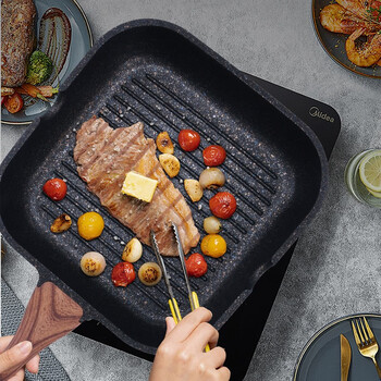家用牛排条纹煎锅麦饭石不粘煎锅电磁炉烤肉锅445mm255mm50mm