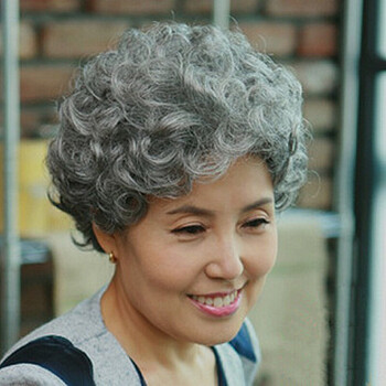 情人节礼物maigoole万用老人假发花白假发女短卷发道具假发舞台表演老