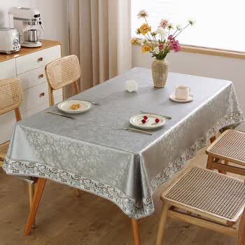 pu 餐桌布布艺欧式长方形酒店饭店台布家用茶几桌布防水防油免洗防烫