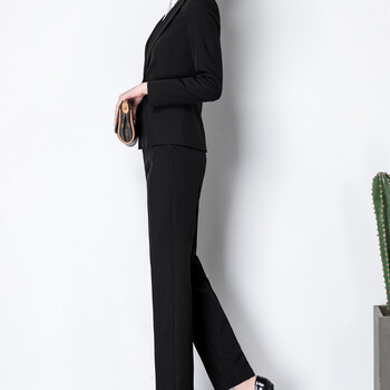 职业装套装女春秋季珠宝店酒店前台银行工作服工装正装西服 黑色长裤