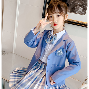 jk制服全套冬季加绒亅k少女秋冬款女孩jk套装秋装小学生套裙 单件蓝色